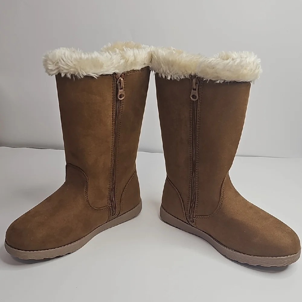 Cat & Jack Girl Brown Winter Boots with Faux‎ Fur Size 3